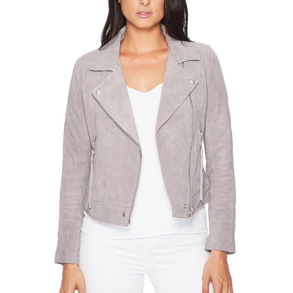Blank NYC SL8 Genuine Leather Suede Moto Jacket (gray)
